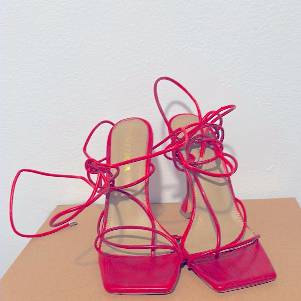 Elegant Red Strappy Heels